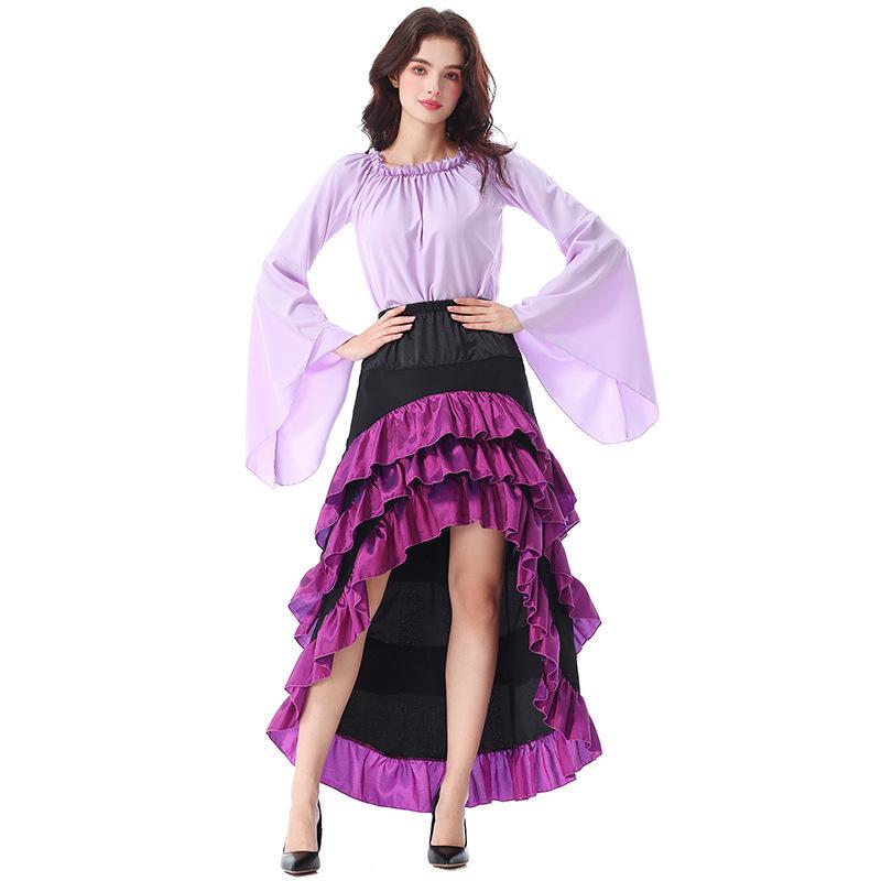 Abito Corsetto Arricciato Gonna Pirata - Costume Medievale di Halloween, Personalizzabile