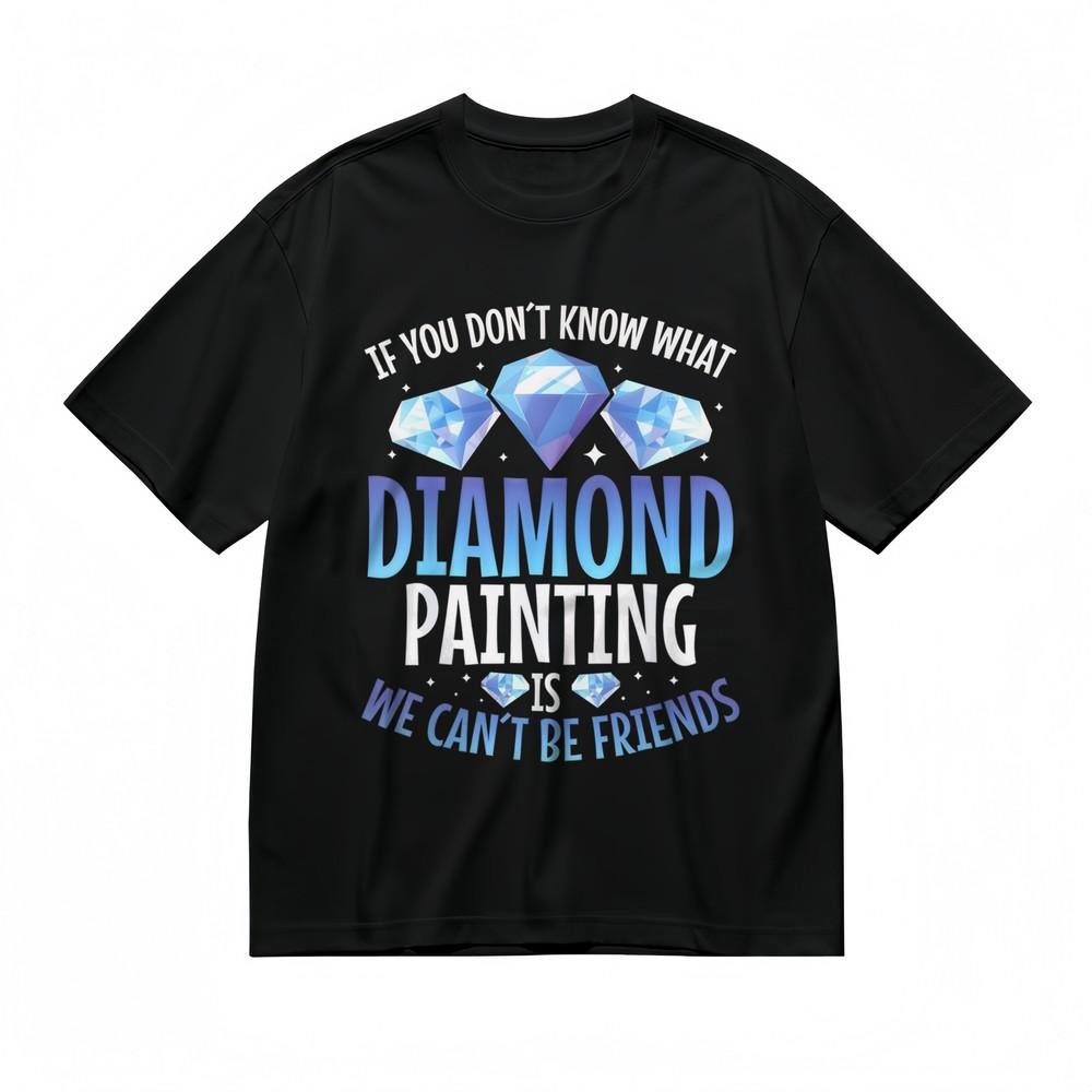 

Men s T-shirt With Quirky Diamond Art Graphic Unisex Black 100% Cotton Tops USA S