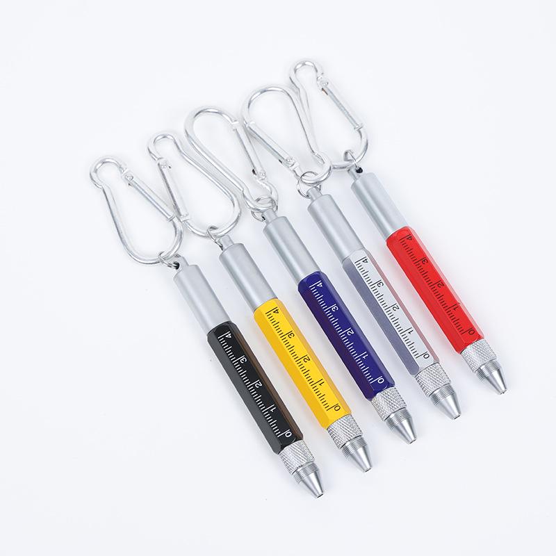 6-in-1 Multifunctional Tool Pen - Metal Ballpoint, Phillips Screwdriver, Ruler, Keychain, Customizable