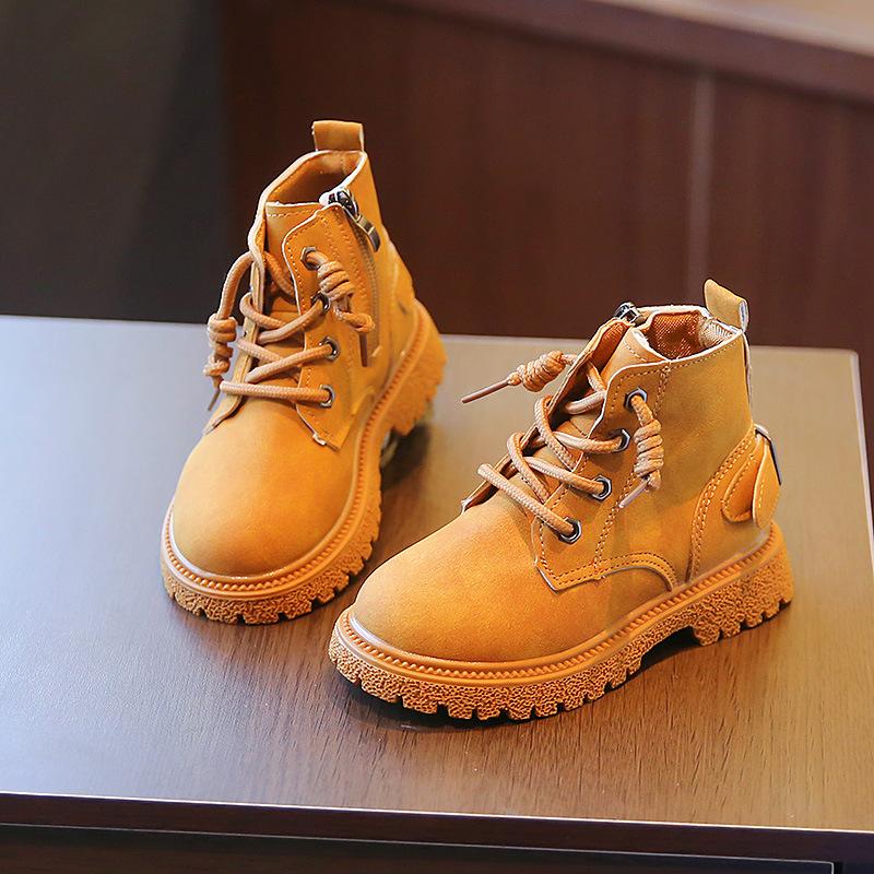 Boys Martin Boots Girls Short Boots 2025 Spring and Autumn New Children's Small Yellow Boots Versatile British Style Thin Single Boots Tide