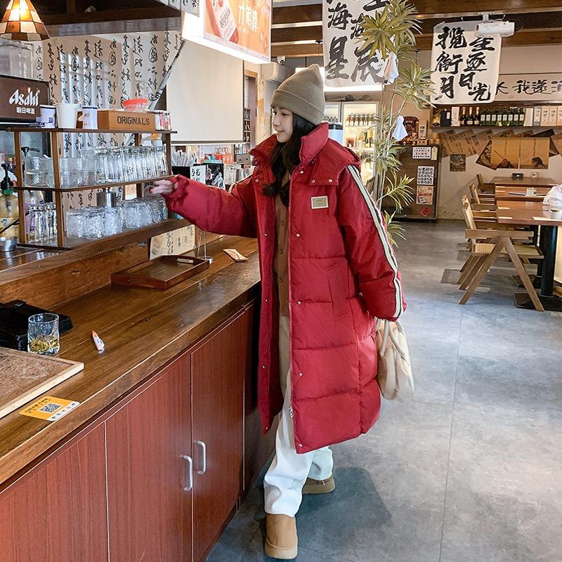 Large pocket cotton clothes women's winter long over-knee thickened winter new loose cotton-padded clothes jacket bread clothes