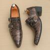 Britain Monk Double Strap Loafers Men's Pointed Skeleton Patent Leather Shoes Designer Formal Wedding Dress Homecoming Footwear