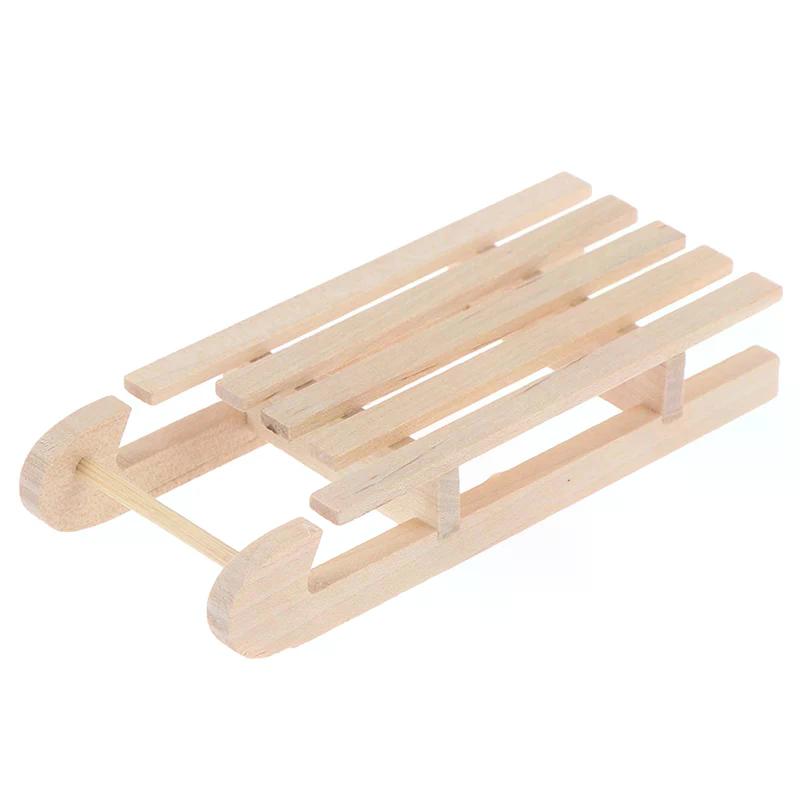 1/12 Dollhouse Miniature Mini Wooden Christmas Sleigh Model Diy Accessory For Kids Creative Play