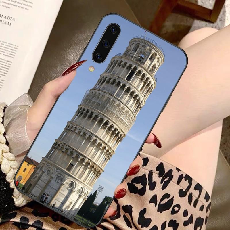 Pouzdro na telefon Šikmá věž v Pise pro Samsung A91 A81 A73 A72 A71 A30S A20 A12 A13 A52 A53 4G 5G Měkký černý kryt na telefon
