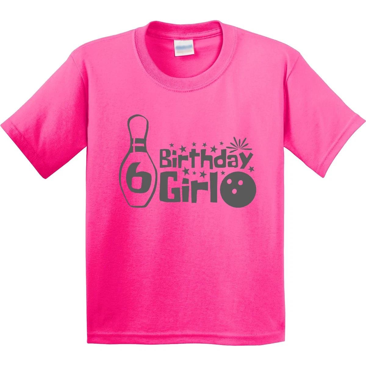 Inktastic 6th Birthday Girl Bowling Theme Youth kids boys T-Shirt Tee Kids Children Child 100