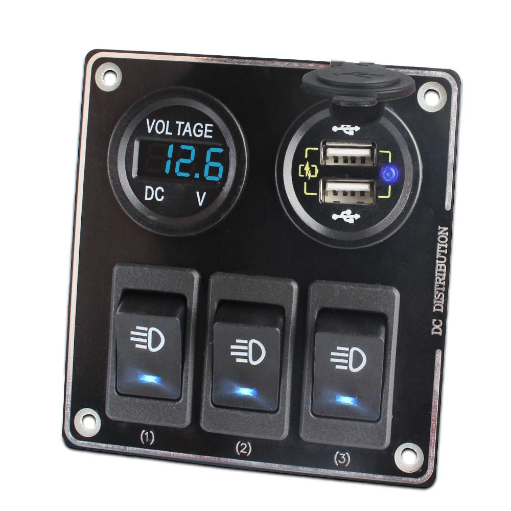 Usb Quick Charger Adapter 3.0 QC Plug For In The Car Socket Converter PC Power Button 12V Type C Car Voltmeter Quick Charger