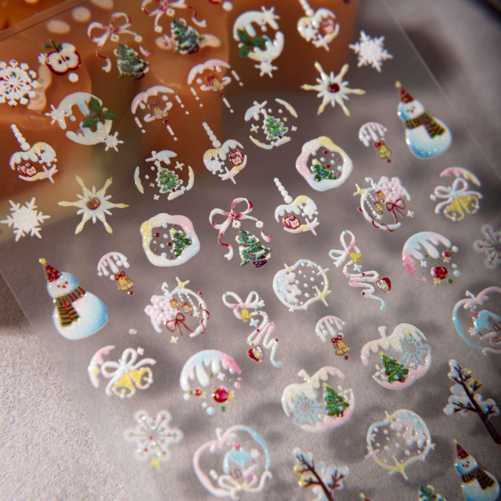 Cyansea Christmas Snowman Tree Bow Nail Stickers for DIY Phone Case & Tablet CL-895-06