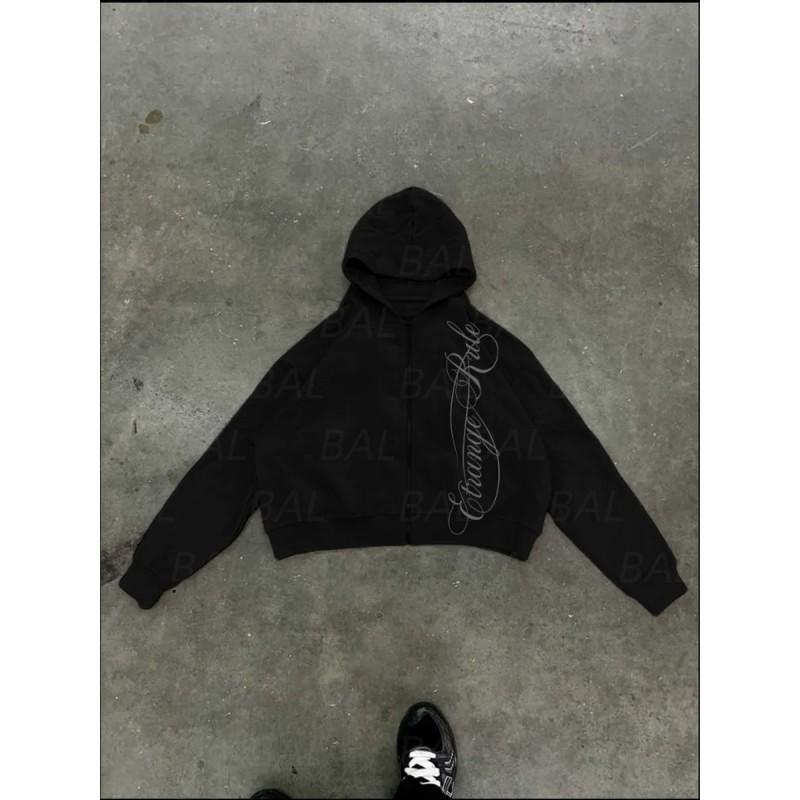 Y2K Briefdruck Hoodie Damen Lockerer Schnitt Streetwear Sweatshirt Winter Warm Lässiges Oberteil