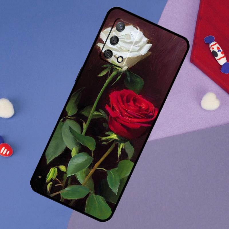 Rose Flower Floral Case For Oppo A17 A60 A40 A80 A16 A76 A96 A98 A58 A78 A18 A38 A57 A74 A54 A94 A15 A5 A6 Pro