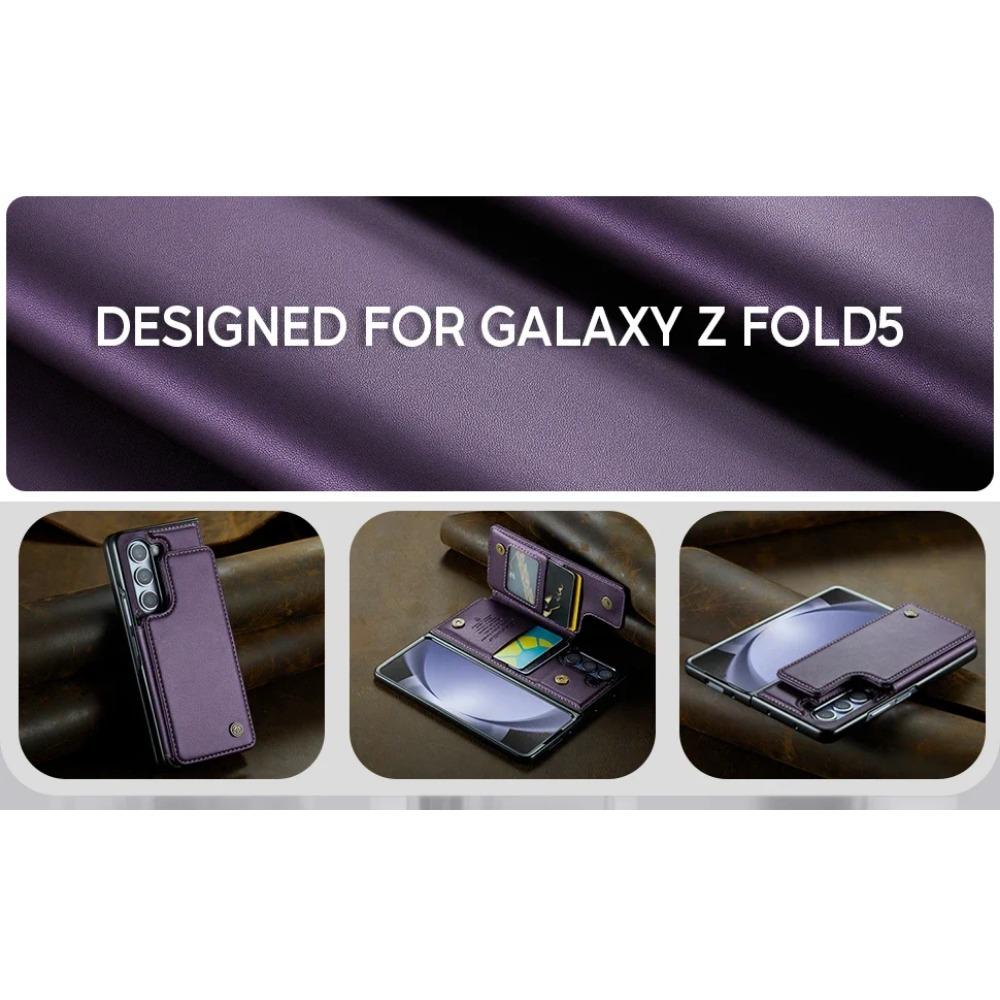 Luksuriøst magnetisk lommebokstativ i skinn til Samsung Galaxy Z Fold 6 5 4 3 Holder Kortlomme Støtsikkert Fullbeskyttelsesdeksel