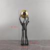Creative Black Cast Iron Figure Sculpture, Holding a Silver Ball, Desktop Decoration Ornaments, Metal Crafts, Home Decoration