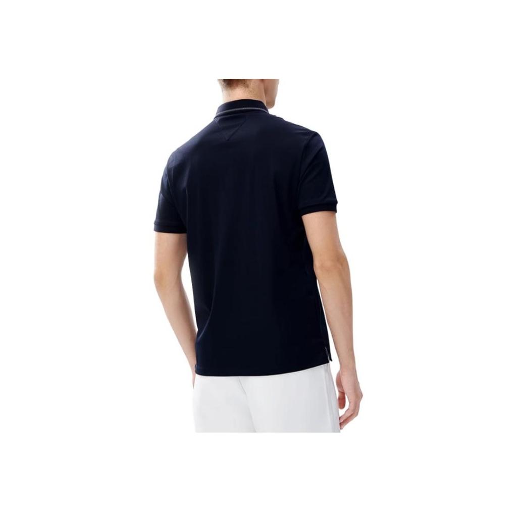 Fila Casual Solid Color Logo Knitted Short Sleeve Polo Shirt Men Polo Shirts Legendary-Blue F11M231117FNV