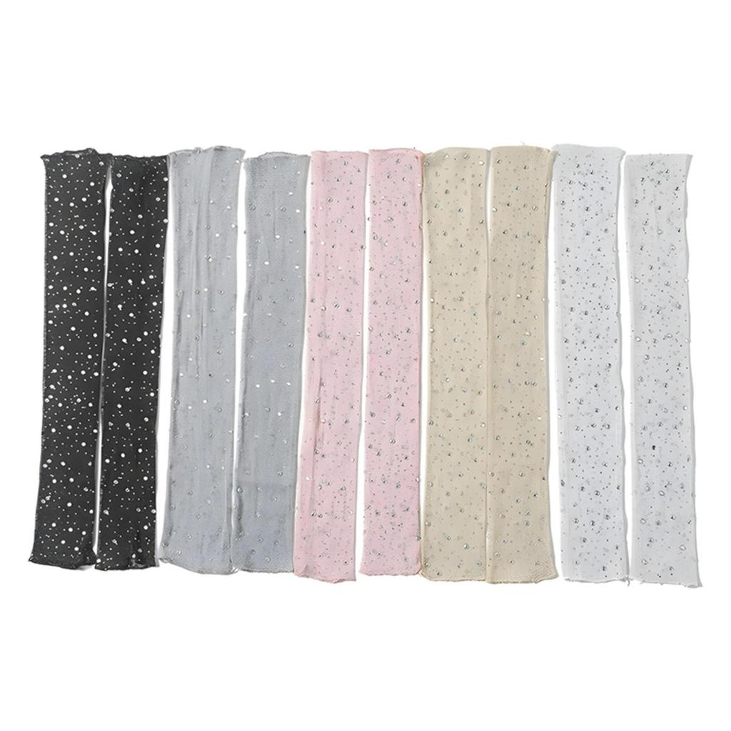 Mesh Oversleeve Diamond Sequin Low Elasticity No Fingers Gloves Summer Driver Sunscreen Sleeve