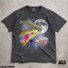 Three Rainbow Trout Moon Shirt, Oncorhynchus Mykiss Galaxy Tee, Fishing Hobbyist Gift, Vintage Wash Retro Fish Top, Angler Lover Graphic