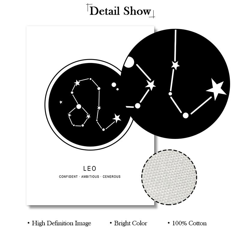 Postere Pânză Constelații Pepinieră Alb-Negru Astrologie Artă de Perete Poster Picturi Imagine Decor Acasă Decorațiune Geometrie