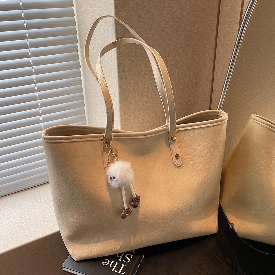 Versatile Bag Women's Large-capacity New Casual Shoulder Bag Fashionable Solid Color Commuter Tote Bag