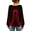 Women's Round Neck Long Sleeve Halloween Print Blouse Top for Party Wear