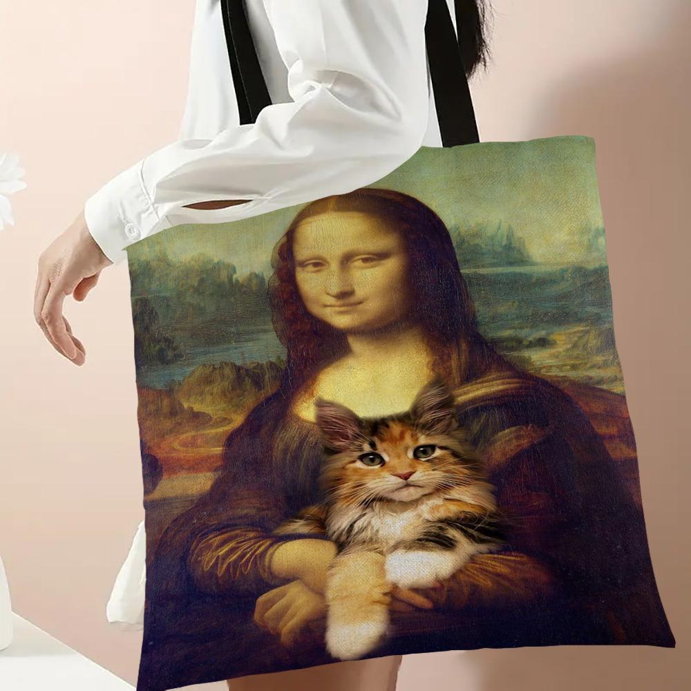 Van Gogh Series Linen Bag Oil Painting Starry Night Flower Handbag Light Weight Shoulder Bag High Capacity Eco Shopping Bags