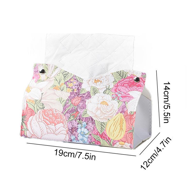 1pc Tissue Box for Home Living Room Tissue Holder Vintage PU Leather Light Luxury Oil Painting Paper Towel Cover Napkin Dispenser