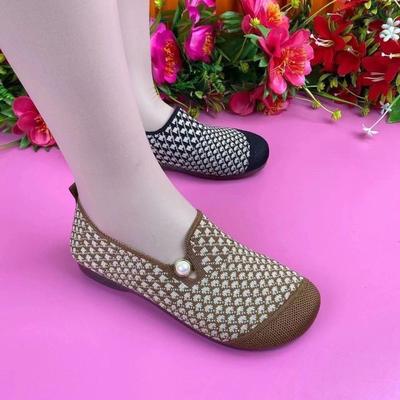 Women's Shoes Casual Sneaker Head Flat Comfortable Breathable Casual Shoes Women's Summer Shoes with Pearl Christmas Elem