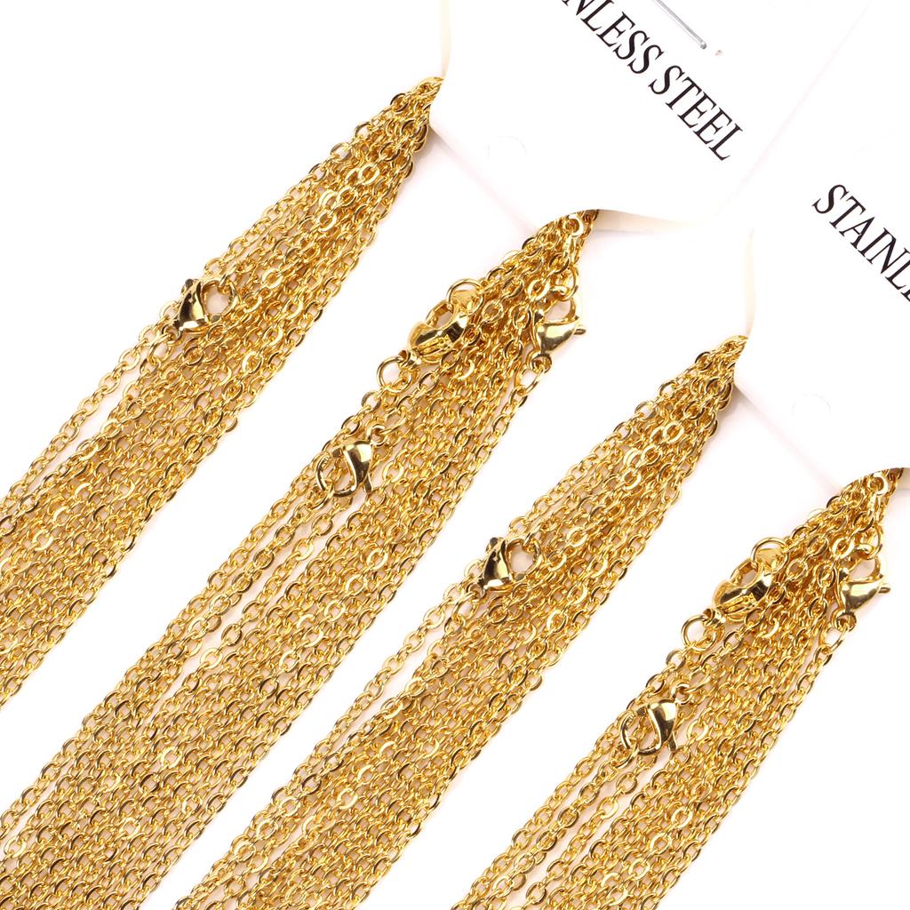 Stainless Steel Chains DIY Jewelry Making O-Chain Necklace 10pcs/Lots 1.5/2MM Woman Accessories Choker 18K Golden