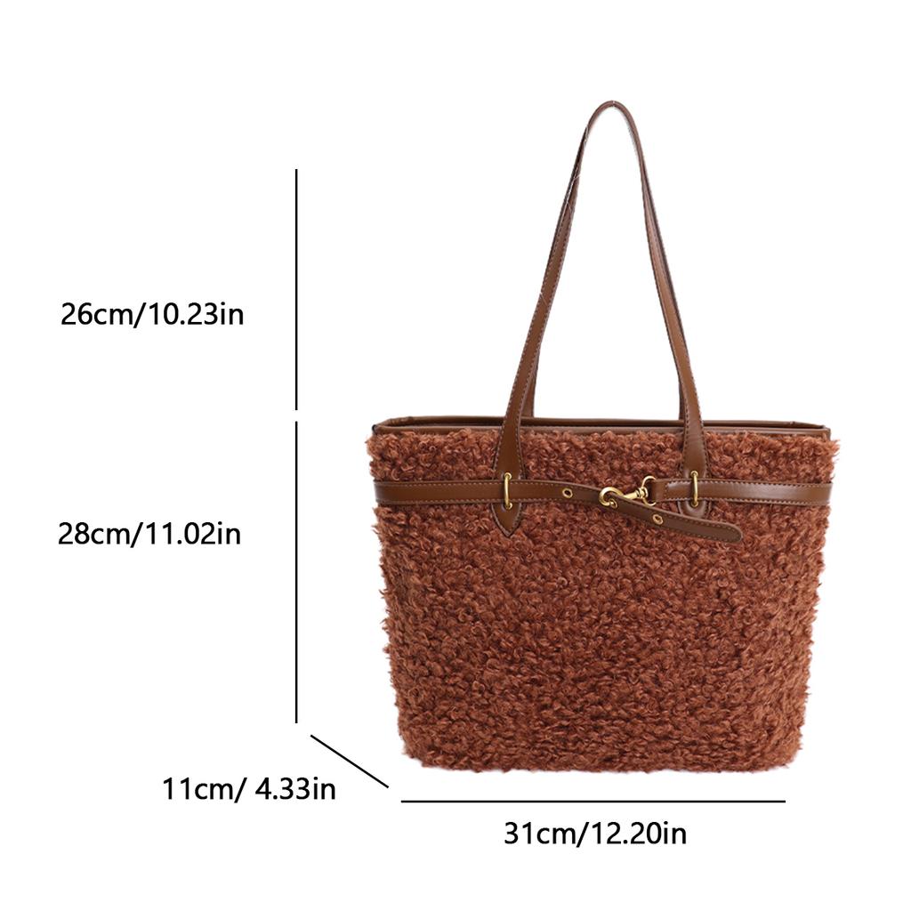 Coffee Lamb Woolen Handbag Designer Faux Fur Shoulder Bag Brown Bolsa Feminina Large Capacity Top Handle Tote Big Shopper Bags