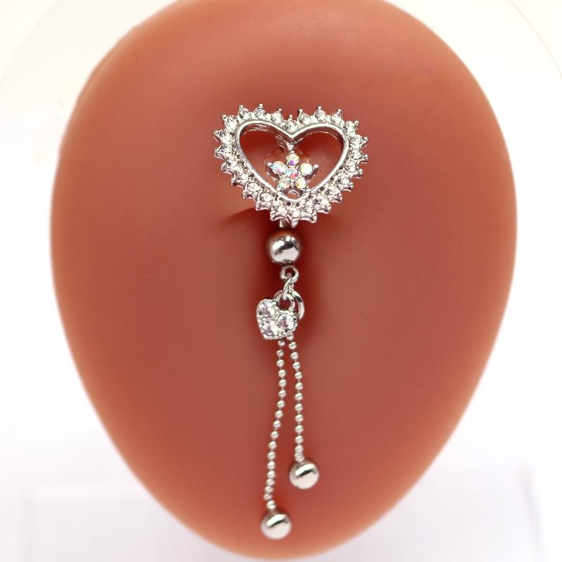 Gaibei Luxurious Heart-Shaped Belly Button Ring Pendant - European & American Fashion Jewelry