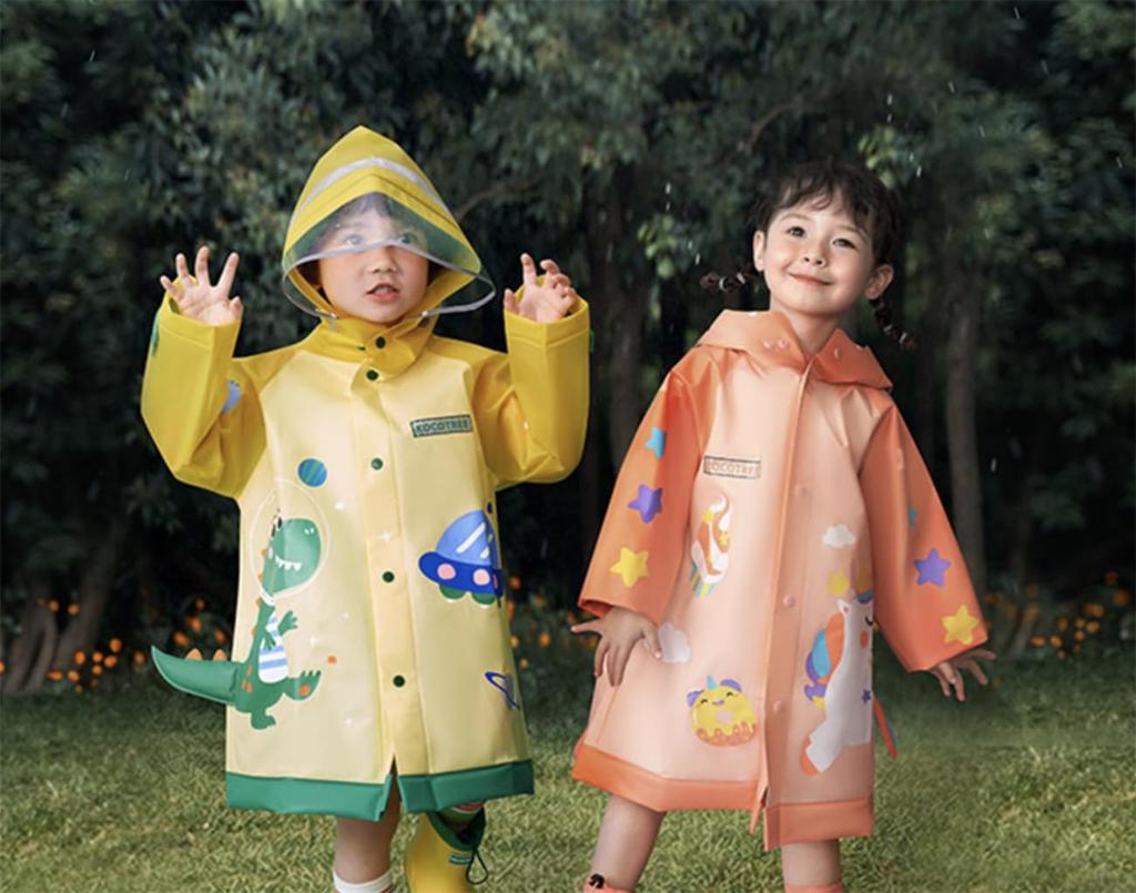 Kids Raincoat for Rainwear for Dinosaur Animal Elementary School Student Rain Storage Pouch Rainy Season Kindergarten L [VIISEN] Girls, Children's