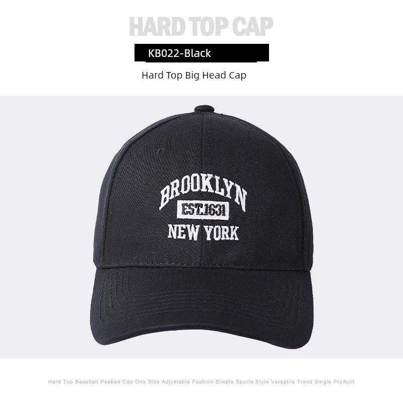 

Big Head Circumference Deep Top Peaked Cap Female Summer Widened Big Brim Baseball Hat Face Small Sun Protection Male Ins Trendy Korean Black Adjustable