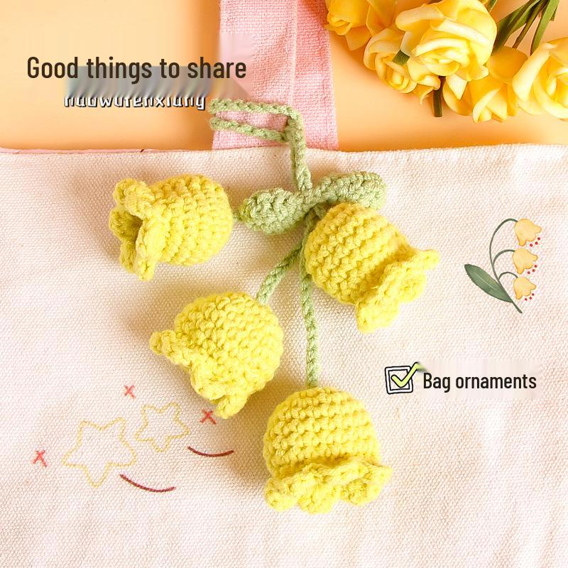 Lily of the Valley Woolen Bag Charm with Preserved Flowers – Girlish Heart Keychain Gift