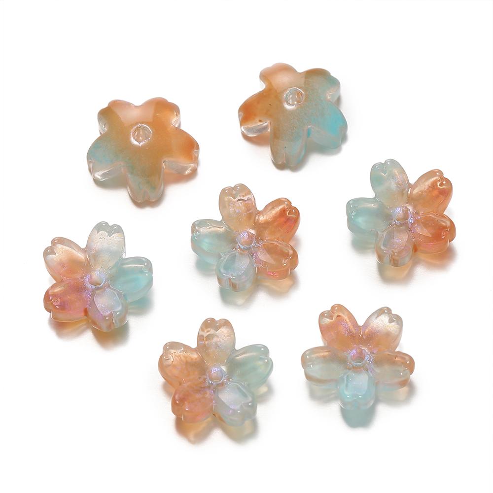 10Pcs/lot Glass Gradient Beads Cherry Blossom Scattered Beads Handcrafted DIY Production Jewelry Craft  Bracelet Accessories