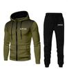 Herren Einfarbige Fleece Kapuzen Trainingsanzug Set Langarm Reißverschluss Oberteil Hose Sport Freizeit Outfit