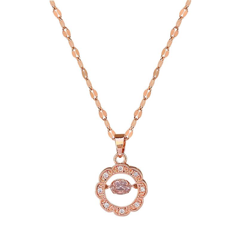 Ring Smart Light Luxury Temperament Gorgeous Full Diamond Necklace Women'S Versatile Collarbone Chain Titanium Steel Chain