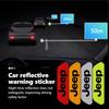 For Jeep 4pcs Car Logo Door Reflective Strips Sticker Security Warning Stickers Accessories Cherokee Wrangler JK Gladiator AJP1