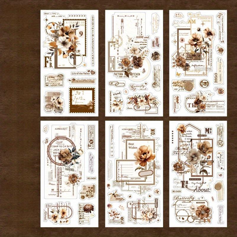 6 listů série květinový deník materiál na poznámkový blok papírové karty květiny a okraj materiál na koláž do poznámkového bloku