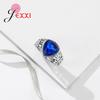 Party Jewelry Delicate 925 Sterling Silver Ring Lovely Triangle Shape Blue Crystal Inlaid Women Girl Engagement Jewelry