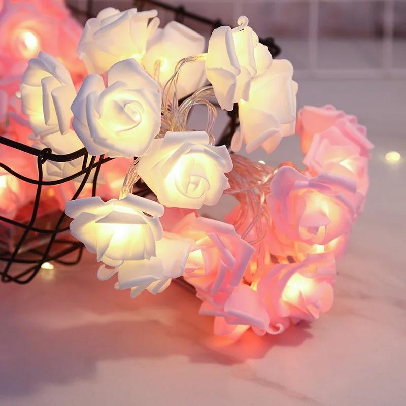 2M 1OLEDs Lights Rose Flower Fairy LED Light String Festoon Garland Lamp for Christmas Wedding Party Valentine Room Decoration