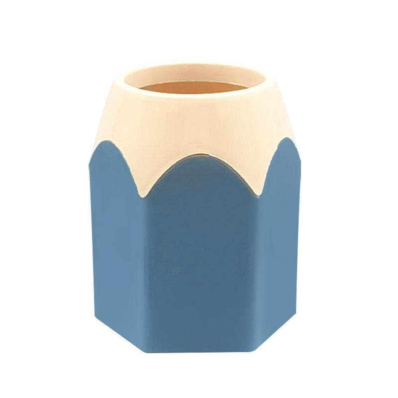 Color Pencil Head Pen Holder Student Office Study Stationery Desktop Storage Bucket Hexagonal Pen Holder Contrasting Color Induction Holder