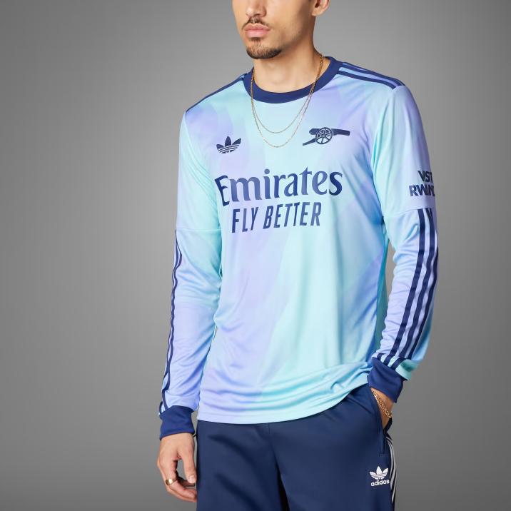 Adidas Originals Arsenal 24/25 Long Sleeve Third Logo Casual Retro Football Shirt Men Tops Transparent-Water-Green IS8138
