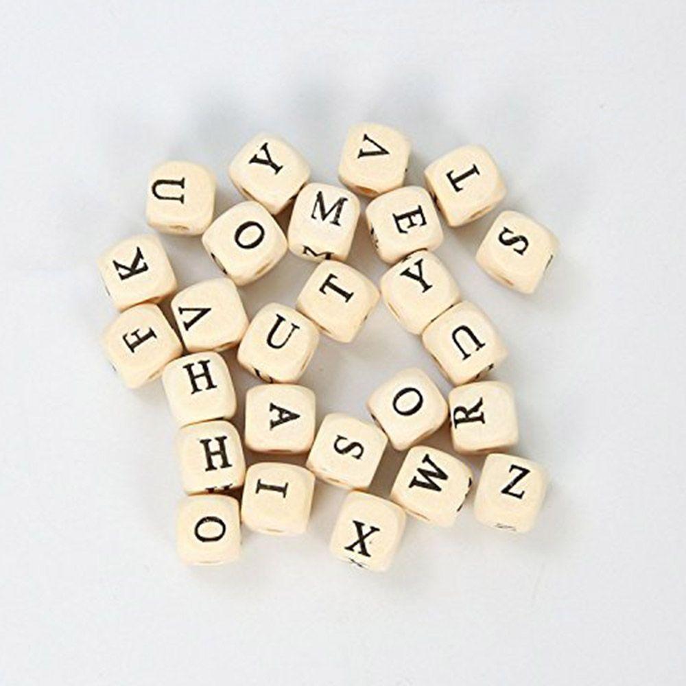 100pcs/lot Number Jewelry Making Square Alphabet Letter Wooden Bead Beads