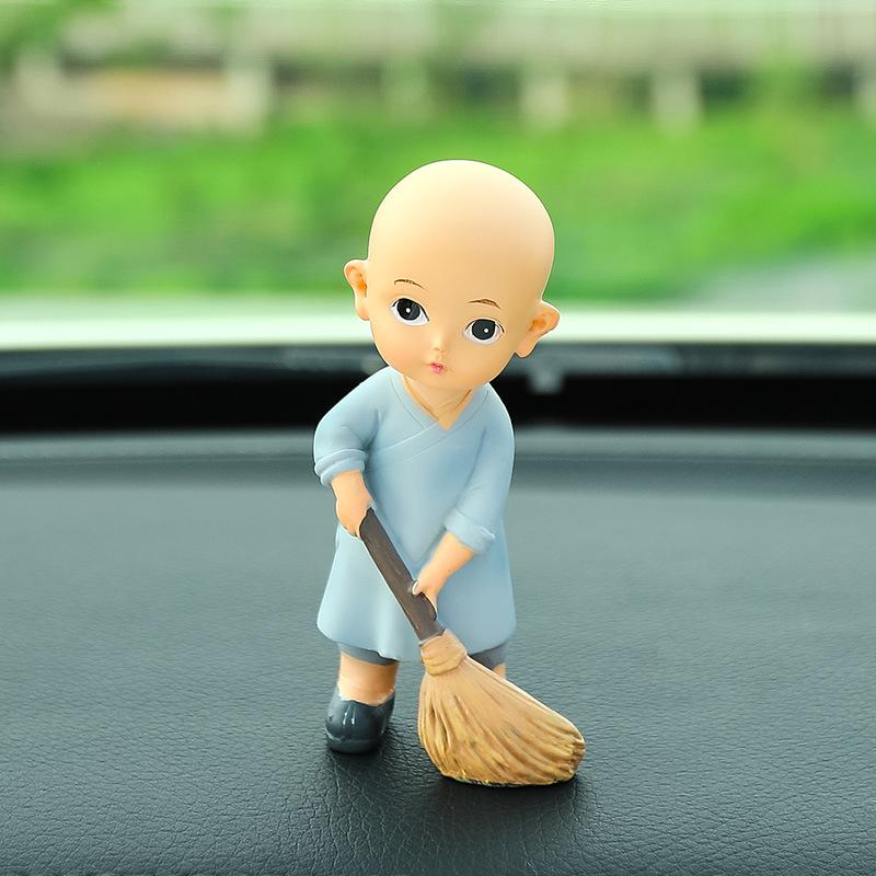 5pcs Car Ornaments Car Mounted Creative Sweeping Band Little Monk Cute Resin Crafts Little Monk Decoration Props Inside The Car