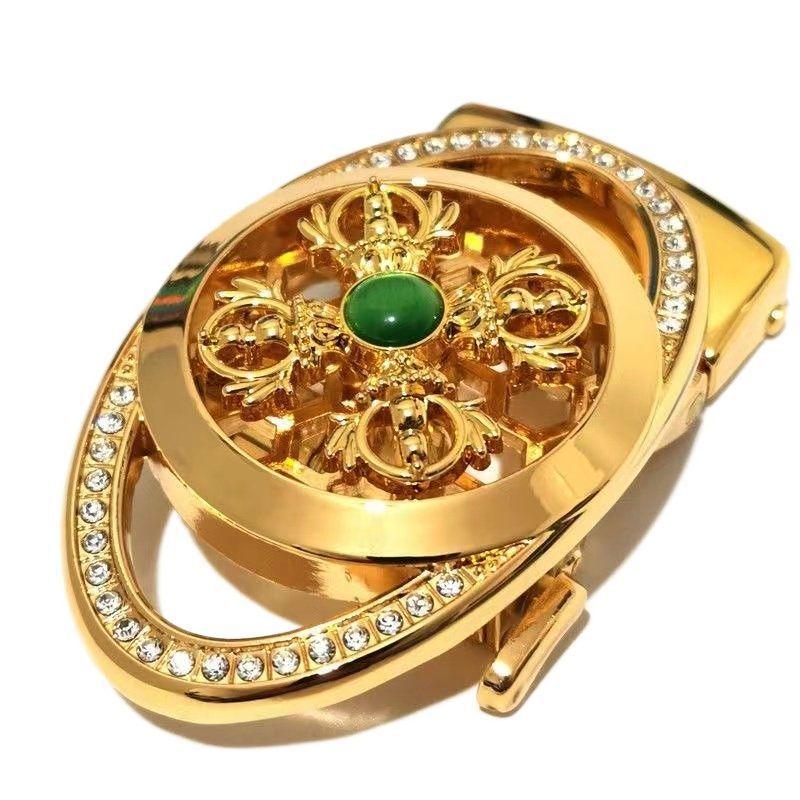 Agate Gemstone Rhinestone Automatic Belt Buckle, 3.5mm Inlaid, Single Head for Pants