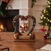 Wooden Heart Shaped Ornaments Christmas Santa Claus Ornament, Vintage 2D Flat Wreath Holiday Home Accents Desktop Plaque, Decoration for Shelf, Table,