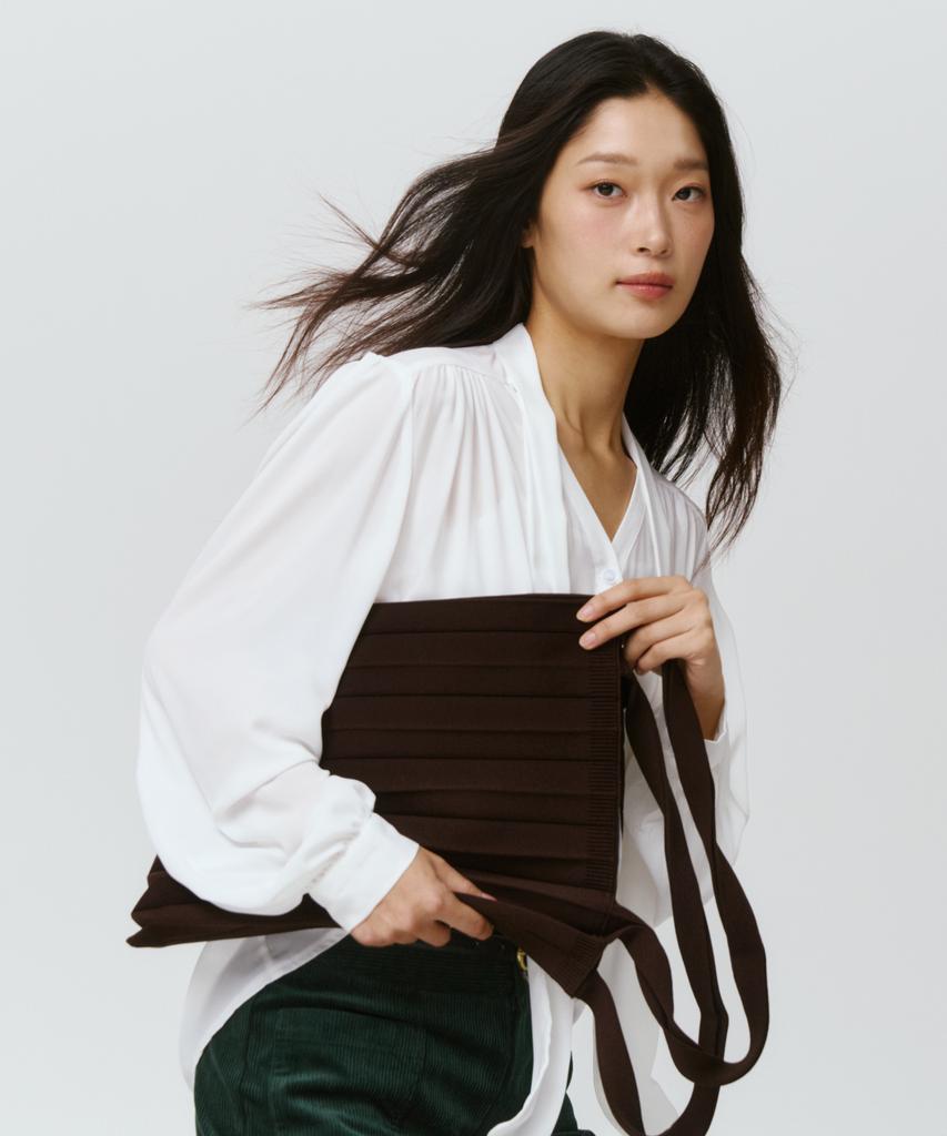 Pleatsmama New Shoulder Bag Deep Brown