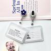 Women Cute Flower Retractable Badge Reel ID Lanyard Name Tag White Collar Badge Holder Reels Keychain Card Holder Accessories