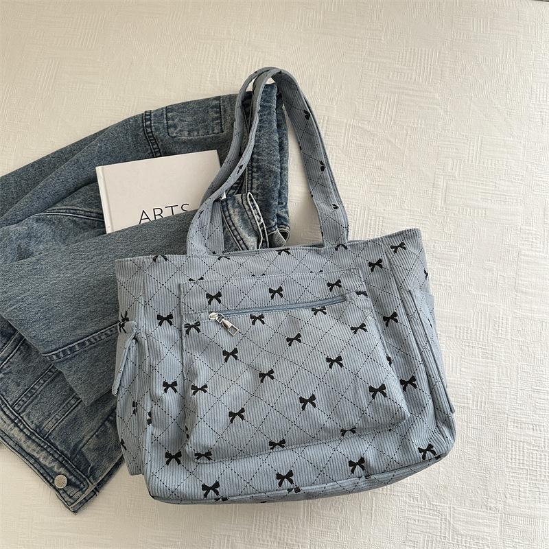 

Вместительная сумка-ведро с бантом, модная сумка-ведро 2025 года, популярная в этом году, корейская версия, в иностранном стиле, повседневная сумка, сумка на плечо, сумка-тоут синий