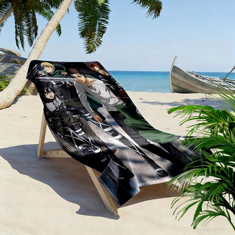 Attack on Titan 2D Flat Print Beach Towel, Large Soft Quick Dry Towel for Beach Camping Swimming.NSTJ0928381