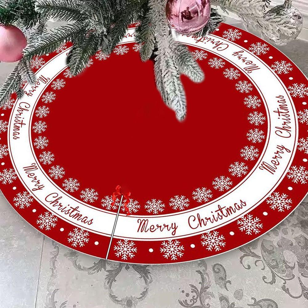 Polyestertyg Julgranskjol Röd Virvelmönster Trädfotsskydd Juldekoration