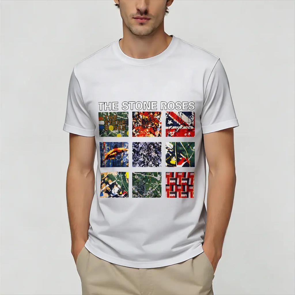 The Stone Roses T-Shirt Sommer Baumwoll-T-Shirts Für Unisexs Beliebtes Design T-Shirt Kurzarm Y2k Lässiges Oberteil T-Shirts
