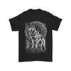 European Sizes Men' Nordic Wolf Viking T-Shirt Viking Age Norse with Viking Longship & Rune Applications Suitable for Parties,, Camping, Training